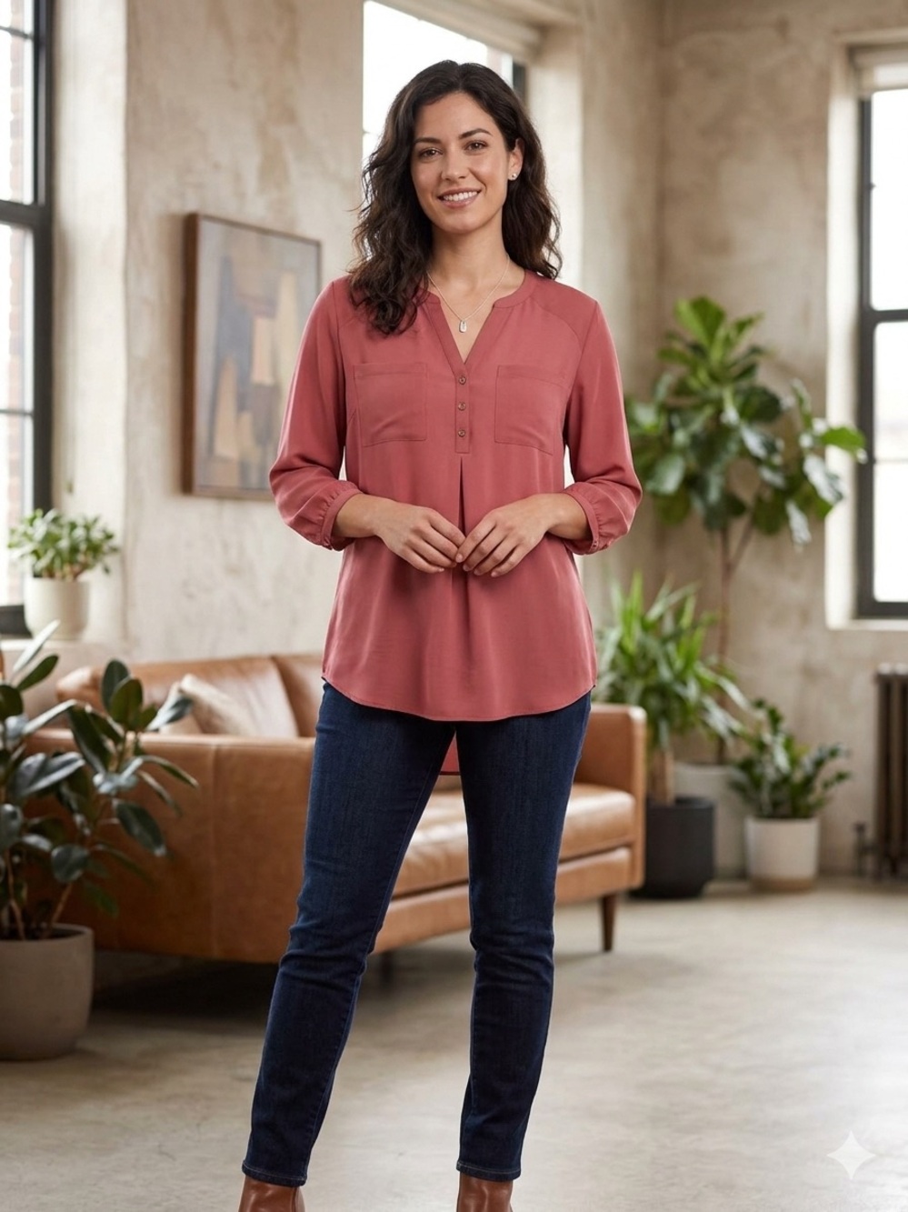 Maurices Button-Front V-Neck Tunic. SIZE XXL.